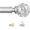 TVWOO Bastoni decorativi per tende in cristallo argentato: 91-213 cm, resistenti e regolabili, per camera da letto e soggiorno, set di aste per tende in acrilico moderno da ragazza con finiture in
