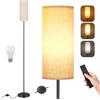 YICAIZI Lampada da Terra per Soggiorno, 171.5cm Piantana Lampada da con Regolabile Paralume in Lino Beige, 3 Temperature di Colore, Telecomando e Interruttore a Pedale, Lampadina da 12 W inclusa