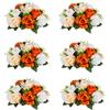 Inweder Palline di fiori per centrotavola, 6 fiori artificiali di rosa, arancioni, bouquet da sposa, per feste, San Valentino, decorazione per la casa