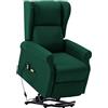 vidaXL Poltrona Massaggiante Alzapersona Poltroncina per Massaggi Divano Singolo Massaggiatore Sedia TV Arredamento Verde Scuro in Tessuto