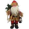 Generico Statua Pupazzo Babbo Natale in Movimento con Luce E Suoni con Lanterna Decorativo Rosso e Beige Classico h. 40 cm Lana Pelliccia Oggettistica di Natale
