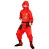 CARTOON Costume da red dragon ninja per bambini casacca con cappuccio pantaloni cintura mascherina fasce per braccia e gambe travestimento carnevale feste a tema (8-10 anni)