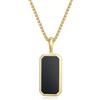 GAVU Collana da Uomo in Acciaio Inox Placcato Oro e Onice Nero, Collana Catena Oro con Ciondolo Piastrina Militare di Pietre Naturali