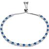 Louis Ciocchetti dal 1887 Bracciale Tennis Acciaio con Zirconi 5A da 3mm, Gioiello Elegante per Donna e Uomo, Misura Regolabile, Chiusura Scorrevole, Anallergico, Idea Regalo Raffinata, Qualità Made in Italy (Bianco e Blu)