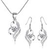 Kamise Set di gioielli da donna, in argento Sterling 925, collana con ciondolo a forma di cuore e orecchini a gancio con zirconi 5A, set di gioielli in argento per donne e ragazze, regalo per San