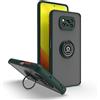 WOBURN Cover per Xiaomi Poco X3 NFC/Poco X3 PRO, TPU Silicone e PC Antiurto Custodia con Girevole Anello, Traslucido Glassato Anti-Impronta Protettiva Case, Verde Scuro