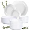 Ma Maison Servizio Piatti per 6 Persone Set 18 Pezzi Moderni Lucidi da Tavola -in Ceramica, 6 Pz Ø 21 Prima Portata, 6 Pz Ø 17 da Dessert, 6 Pz Ø 25 Seconda Portata - Lavastoviglie (Elegant | Bianco)