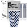 cubex professional Bicchieri in carta monouso 200 ml 7 once 100% Made in Italy per acqua e bevande calde e fredde ECOLOGICI COMPOSTABILI e BIODEGRADABILI di design (Mediterraneo, 100)