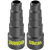 Rabenburg 2 pezzi adattatore tubo flessibile JUMBO - adattatore aspirapolvere 21-35mm | Riduttore tubo aspirazione - compatibile con Bosch, Makita, Kärcher, Festool - PVC - ritagliabile - collegamento aspiratore