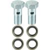 QUARKZMAN Adattatore Universale per Raccordo Freno A Banjo 2 Set M12 X 1.0 | Acciaio Al Carbonio, Argento, Per Freni Idraulici, Dimensioni 32x19mm, Diametro Interno Bullone 7mm, 4 Pezzi Guarnizioni