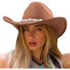 DRESHOW Cappello da Cowboy Donna e Uomo Cappelli Western da Cowboy e Cowgirl a Tesa Larga con Scintillante Strass Cappelli Fedora in Feltro Arrotolati Unisex