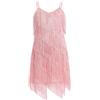 EFOGEP Bambini ragazze latina nappa abito scintillante paillettes senza maniche vintage a strati frangia abiti ballroom party cha cha jazz balletto danza 1920s performance abito, Rosa caldo, 5-6 Anni