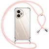 Pnakqil Cover per Honor 400 5G con Cordino, Trasparente Custodia con Laccio Tracolla Cellulare Girocollo Collana Protettiva per Honor 400 5G 6.55, Rosa