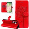 Dcjlbo Cover per Samsung Galaxy A56 5G Custodia Antiurto-Rosso | Portafoglio con Pellicola Vetro Temperato Porta Carte Disegni Supporto,Leggera a Libro Pelle Flip,Antiscivolo Libretto Case