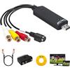 SJACXANM Convertitore da VHS a Digitale, Convertitore di Grabber Video, Scheda Acquisizione Video RCA a USB 2.0, Compatibile Windows 11/10/8 MacOS, Digitalizza VCR DVD VHS Hi8 per Archiviazione MP4/AVI