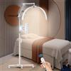CGBE Lampada Extension Ciglia da Terra: LED Lampada Mezza Luna Ciglia con Porta Cellulare - Base Mobile - Testa Rotabile a 360° - Luminosità e Altezza Regolabili - per Ciglia/Cura della Pelle/Tatuaggi