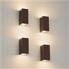 Klighten 4 Pezzi Applique da Parete Esterno Interno Impermeabile IP65, Attacco GU10 Lampade da Parete Moderno in Alluminio, Up&Down Lampada a Muro Colore Ruggine, Lampadina non Inclusa