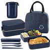 UHAPEER 2 Tier Lunch Box Bento Box con Lunch Bag | Posate, scatole per il pranzo Bento con scomparti regolabili per adulti e bambini, contenitore portatile per alimenti a tenuta stagna