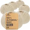 HANSA-FARM 100% Lana di Alpaca in più di 50 Colori (Non Punge), Set da 300g (6 x 50g), Lana di Baby Alpaca Morbida per Maglieria e Uncinetto in 6 spessori di Filato Gomitoli Lana Beige