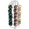 Avilia Portacapsule Rotondo da Mobile - Sopramobile Organizer per Cialde, per 30 Capsule Compatibile con Nespresso, in Metallo, 12.3x25cm, Argento