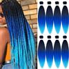 ACUTEBAO Pre-stretched Braiding Hair Professional Easy Crochet Braid Hair 26 Inch 8 Packs Hot Water Setting Soft Synthetic Braiding Hair Extension for Twist Senegalese Crochet Hair (26 inch, T1B/blue)
