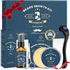 Oukzon Kit Barba Uomo, Kit Crescita Barba Professionale, Set Regalo Cura Della Barba per Lui Papà - Prodotti Barba Uomo con Dermaroller, Olio Barba, Balsamo, Forbici da Barba | Per Beard Growth e Regalo
