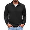 COOFANDY Polo da Uomo a Maniche Lunghe con Cerniera a Un Quarto e Tasca vestibilità Slim Modello Business Colore Nero L