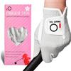 FINGER TEN Guanto da golf da donna per destrorsi, mano sinistra, confezione da 1 guanto da golf con impugnatura antipioggia, caldo e umido (Bianco, Medium (Indossato Sulla Mano Sinistra))