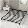 VERFARM Struttura per letto king size bassa da 12 cm, letto in metallo 150 x 200 cm, struttura letto matrimoniale king size da 5 piedi (1,5 m) in metallo resistente con piattaforma, con supporto a