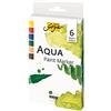 Kreul 18185 - Solo Goya Aqua Paint Marker Colori caldi, set di 6 colori: giallo cadmio, vermiglio scuro, blu indaco, verde oliva, ocra rossa e marrone avana.