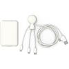 Xoopar Batteria Esterna 5000mAh in Plastica Riciclata - Cavo Multi USB 4 in 1: USB C, USB, Lightning e Micro USB e Batteria Esterna a Carica Rapida Per Smartphone - Mr Bio Pack Lungo Bianco