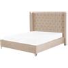 Beliani Letto imbottito tessuto beige rete a doghe testiera alta 180 x 200 cm