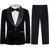Leader of the Beauty Completo da smoking per ragazzi, 3 pezzi, giacca in pile per bambini, formale, slim fit, in velluto, set per matrimoni, balli di fine anno, Nero , 16 anni