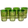 ESSENCE OF MOROCCO Bicchieri da tè Marocchino Verde e Oro con Un Bel Design Classico Marocchino Dipinta e Decorata a Mano Confezione da 6