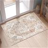 TOPICK Zerbino 60 x 90 cm, lavabile per interni a pelo corto, stile retrò, motivo floreale, orientale, antibatterico, pieghevole, antiscivolo, sottile, per porta di casa, ingresso, cucina, camera da