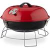 Relaxdays Barbecue a Sfera, Portatile, con Coperchio, Ampia Superficie di Cottura, Carbonella in Legno, Ø36cm, Rosso