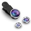Leuchtbox Set di obiettivi 3 in 1 per cellulare, adattatore clip per fotocamera per smartphone, obiettivo fisheye (lente fisheye 180°) + grandangolo (0,67x wide) + obiettivo macro (10x) - (argento)