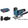 Bosch Professional 12V System Seghetto altern. a batt. GST 12V-70 (prof.taglio in legno: 70mm, 2 batt. 3.0Ah,caricabatt. GAL 1230 CV,2 lame,prot. antischegge,pattino,kit aspir.,inserto L-BOXX,L-BOXX)