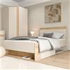 Forte WEXLIN - Telaio per letto, superficie 120 x 200 cm, letto moderno con cassetto e scaffale, per camera dei bambini e dei ragazzi, cashmere, beige, decorazione in legno di quercia, 130 cm di