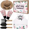 Rhdekoein Set di attrezzi da giardino per piante da donna, con attrezzi per piante, cappello di paglia, grembiule per fiori, guanto da donna, cesto regalo per mamma, zia, nonna, primavera, giardino, scavo