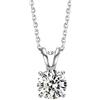 FANCIME Oro Bianco 14kt (585) Solido con Gemma 6.5mm-Durchmesser Moissanite 1 Carato Ciondolo Collana Gioielli per Donna Ragazza - Catena Lunghezza: 40+5 cm