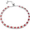 Louis Ciocchetti dal 1887 Bracciale Tennis Acciaio con Zirconi 5A da 3mm, Gioiello Elegante per Donna e Uomo, Misura Regolabile, Chiusura Scorrevole, Anallergico, Idea Regalo Raffinata, Qualità Made in Italy (Bianco e Rosso)