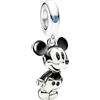 RMMY Charms a forma di topo bianco e nero per bracciale collana Natale Festa della mamma Halloween Gioielli regalo per donna in argento sterling 925 con zirconi