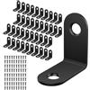 MARICATO Squadrette Angolari, 40 Pezzi 30 x 30 mm Staffe Angolari inox, Staffe Angolari Per Legno 90 Gradi, Staffe A L per Mobili, Scaffali, Tavoli, Rinforzo Resistente per Mensole e Ripiani Nero