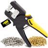 Xiaozhifu Occhiellatrice, Pinza per Occhielli con 500 Occhielli (Ø 10mm), Professionali Occhiellatrice per Teloni Adatto per Pelle, Telone,Tende, Manifesti, Striscioni (Giallo)