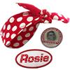 RosieCentral Rosie the Riveter Costume Kit, bandana, toppa con nome, segno, spilla da donna anni '40, accessori per vestire storicamente accurati