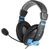 NGS MSX9 PRO BLUE - Cuffie con Archetto Imbottito, Microfono e Controllo del Volume, Connessione Jack 3.5mm, 20 Hz, Colore Blu e Nero