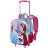 CARTOON Zaino con trolley Frozen Disney zainetto con immagini in rilievo per la scuola asilo materna 34 cm borsa con ruote e manico allungabile figura in 3D