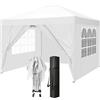 IlGruppone Gazebo 3 x 3 M Impermeabile Uv Resistente Con Pareti Laterali Struttura Acciaio Giardino 2 Porte E Finestre Pieghevole Apertura A Spinta Pop Up