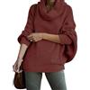 Rayson Maglione Donna Invernale Collo Alto Manica Lunga Maglione Donna Elegante Maglia Ampio in Tinta Unita Bordeaux XL